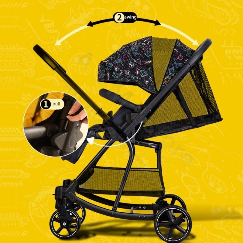 Poussette bébé/peut assis et s'allonger poussette légère bidirectionnelle peut être pliée/chariot de courses/poussette bébé 0-3 ans