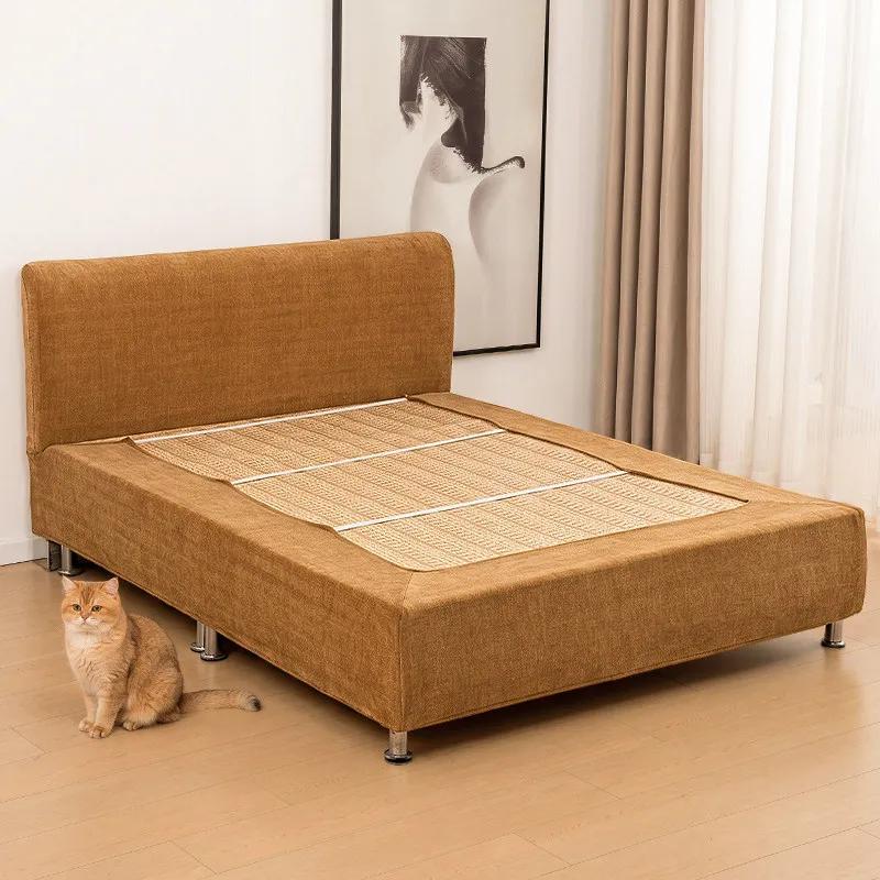 Housse de tête de lit et de cadre de lit en tissu chenille