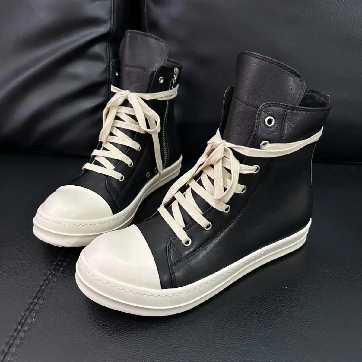 Ro Boot – chaussures montantes en cuir noir pour hommes et femmes