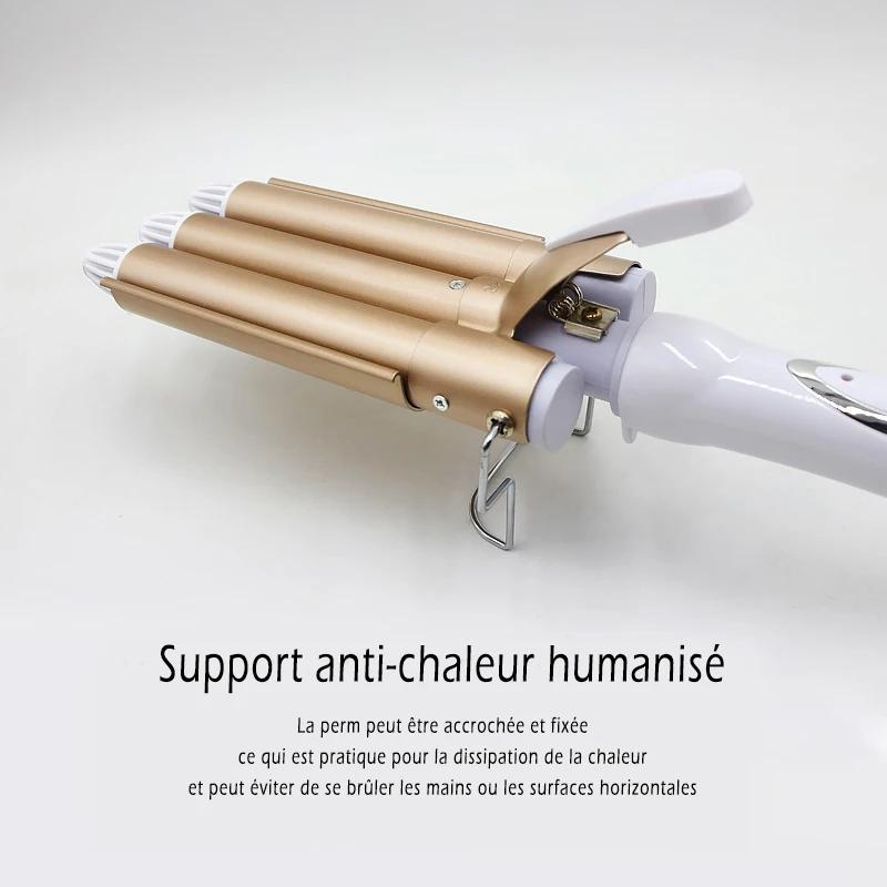 Outils professionnels pour cheveux fer à friser en céramique Triple baril coiffeur