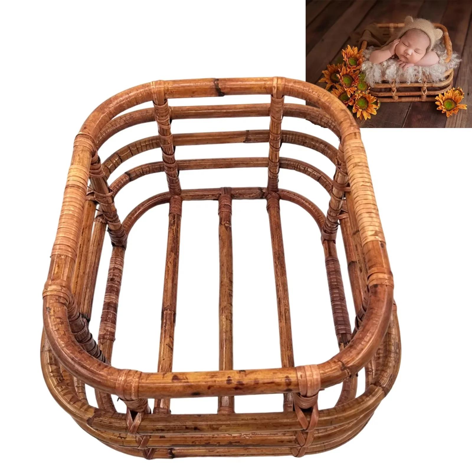 Accessoires photo nouveau-nés panier rotin - Décor artistique pour séances