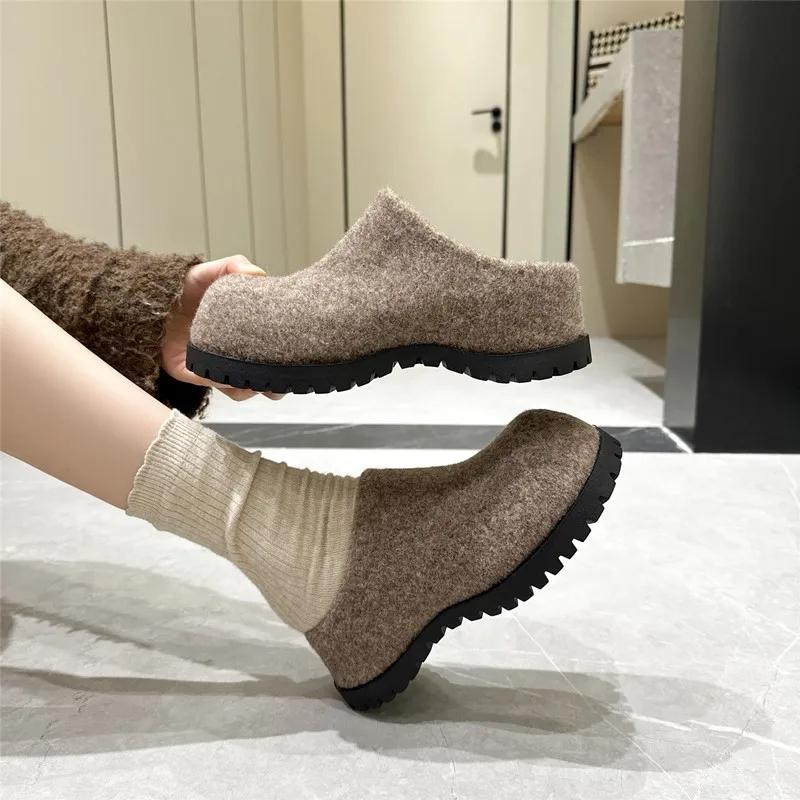 AIYUQI chaussons pour femmes porter nouveau 2025 automne bout rond flanelle