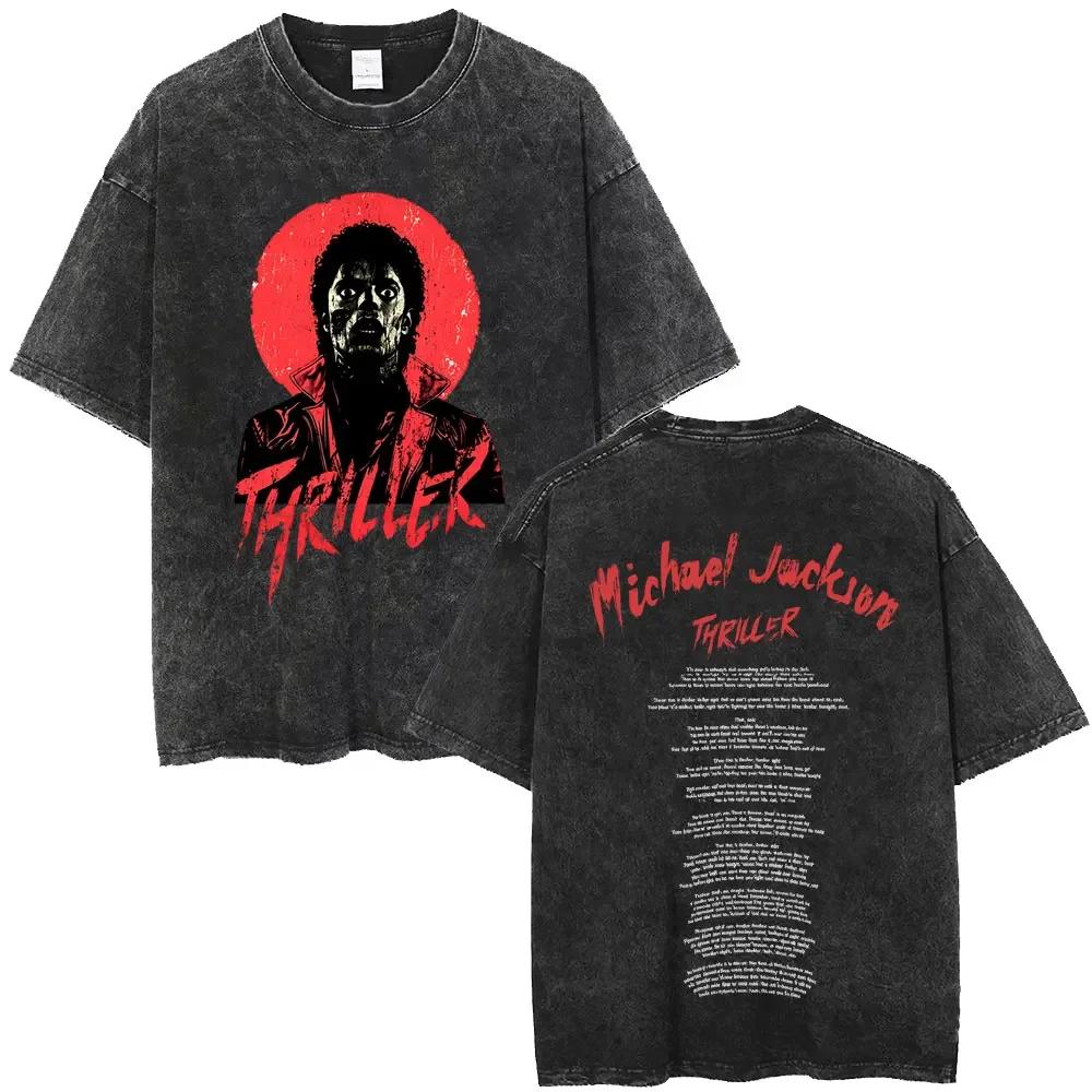Lavé Vintage Michael Jackson Thriller graphique T-shirt hommes femmes mode rétro gothique Rock