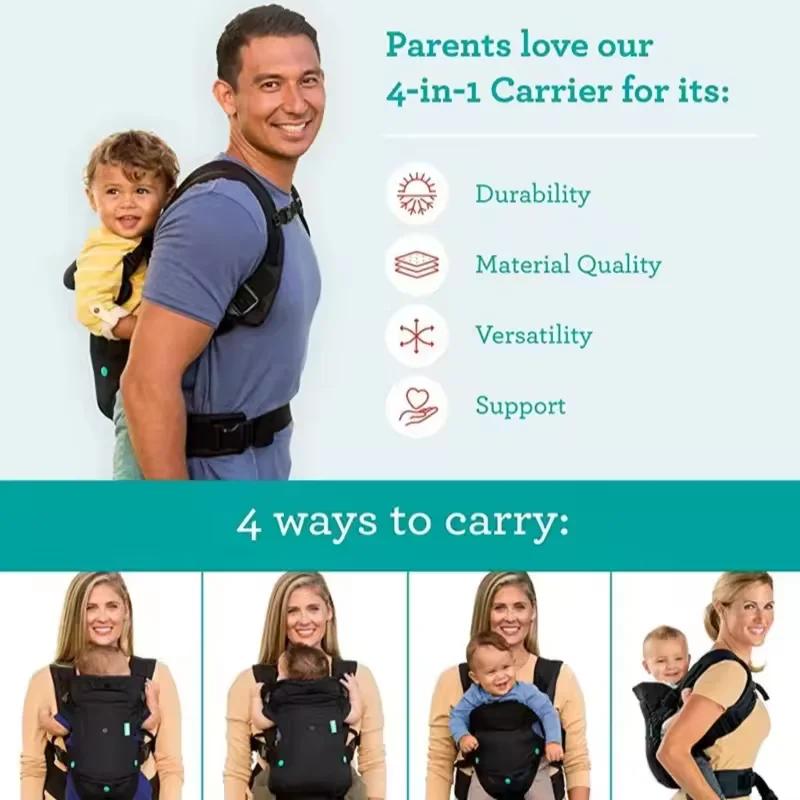 Sangle bébé multifonction 4 en 1 convertible - Porte-bébé kangourou extensible pour nouveau-né et tout-petit