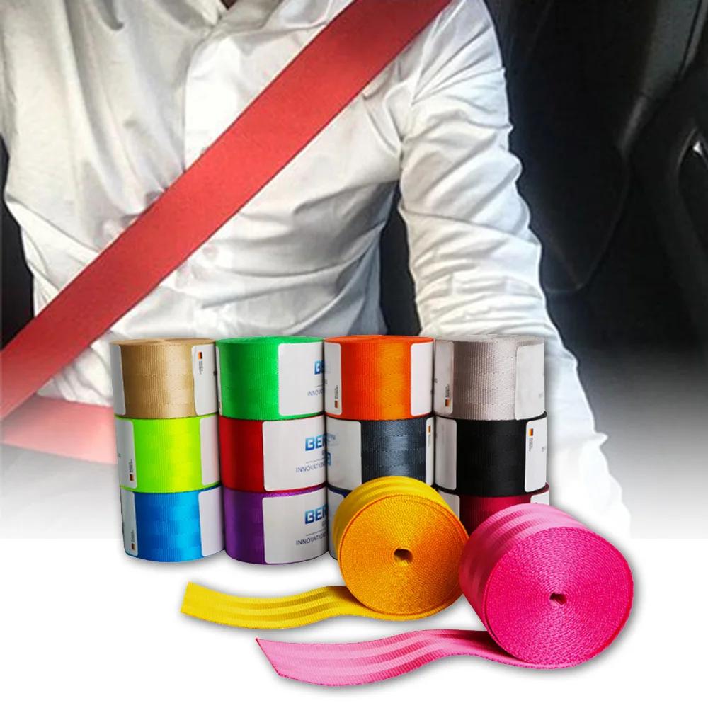 Ceinture de sécurité de voiture 4.8cm de large, siège de course modifié, couleur, harnais, sangle 3.6 M/rouleau, ceinture de sécurité universelle pour enfants