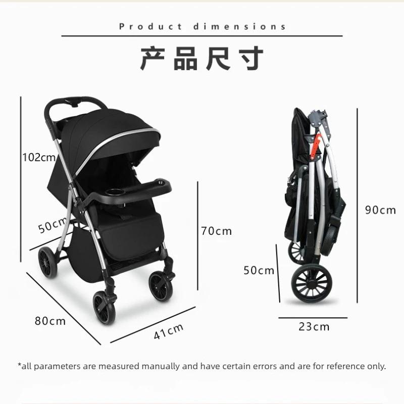 Poussette bébé unidirectionnelle, inclinable ou position assise, pliage en un clic, légère, design haute vue et forte absorption des chocs.