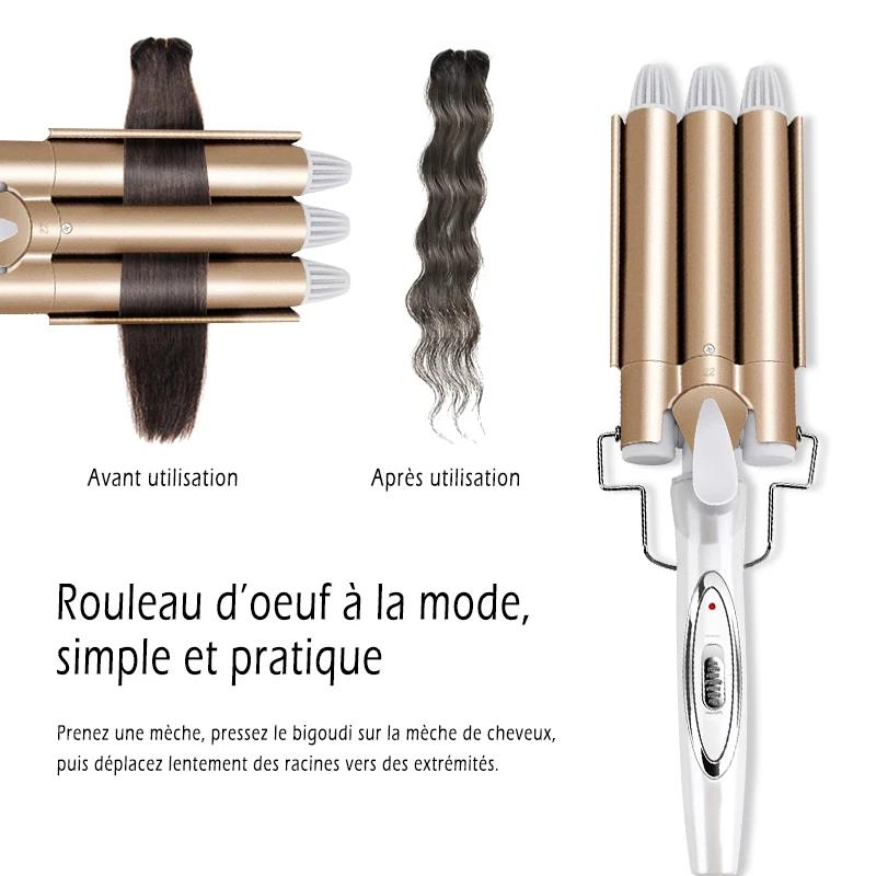 Outils professionnels pour cheveux fer à friser en céramique Triple baril coiffeur
