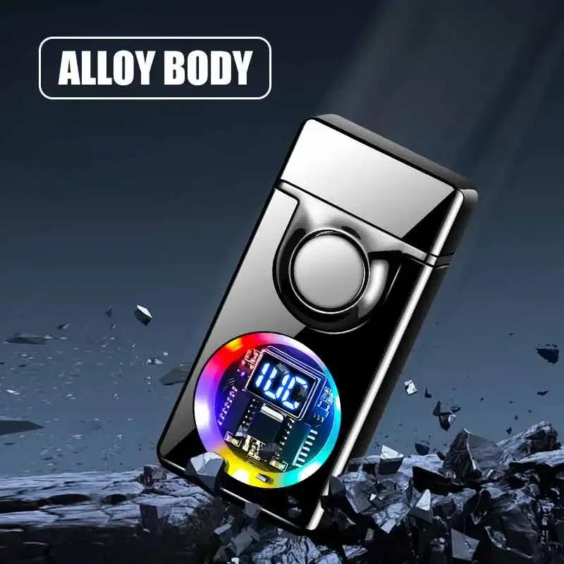 Briquet métallique à commande vocale – 4 Modes d'allumage par Induction, gonflable, résistant au vent/à la marée, allumeur à double flamme Rechargeable par USB