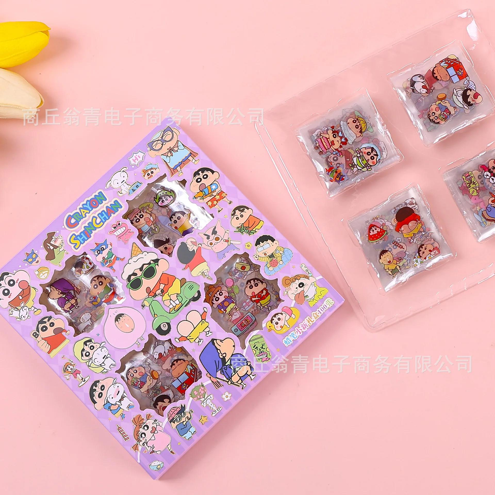 100 pièces Crayon shin-chan Anime jouets autocollants Transparent Applique ordinateur Skateboard bricolage décoration ac