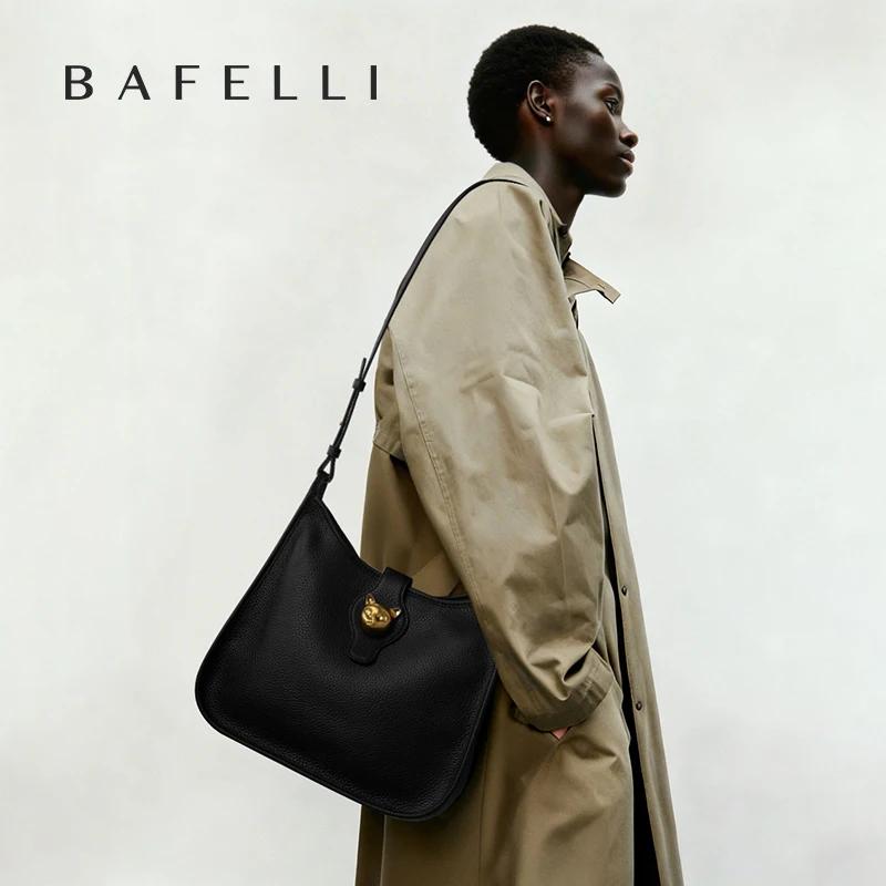 BAFELLI Nouveau sac seau en cuir de bétail naturel pour femme – Épaule et bandoulière polyvalentes et chics