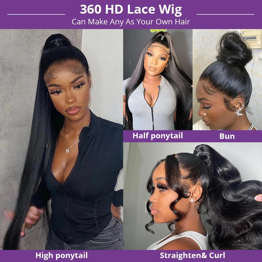 Perruque Lace Frontale HD Transparente 360 en Cheveux Humains