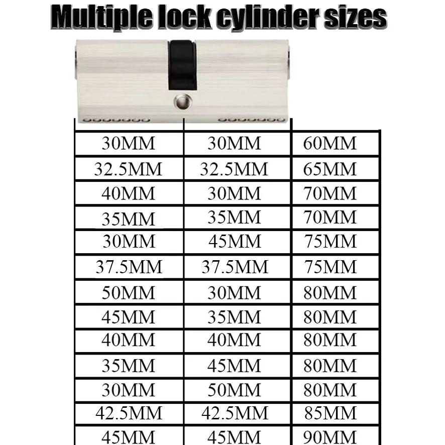 Porte d'entrée 60 70 80 90 mm cylindre de serrure 5 clés 6
