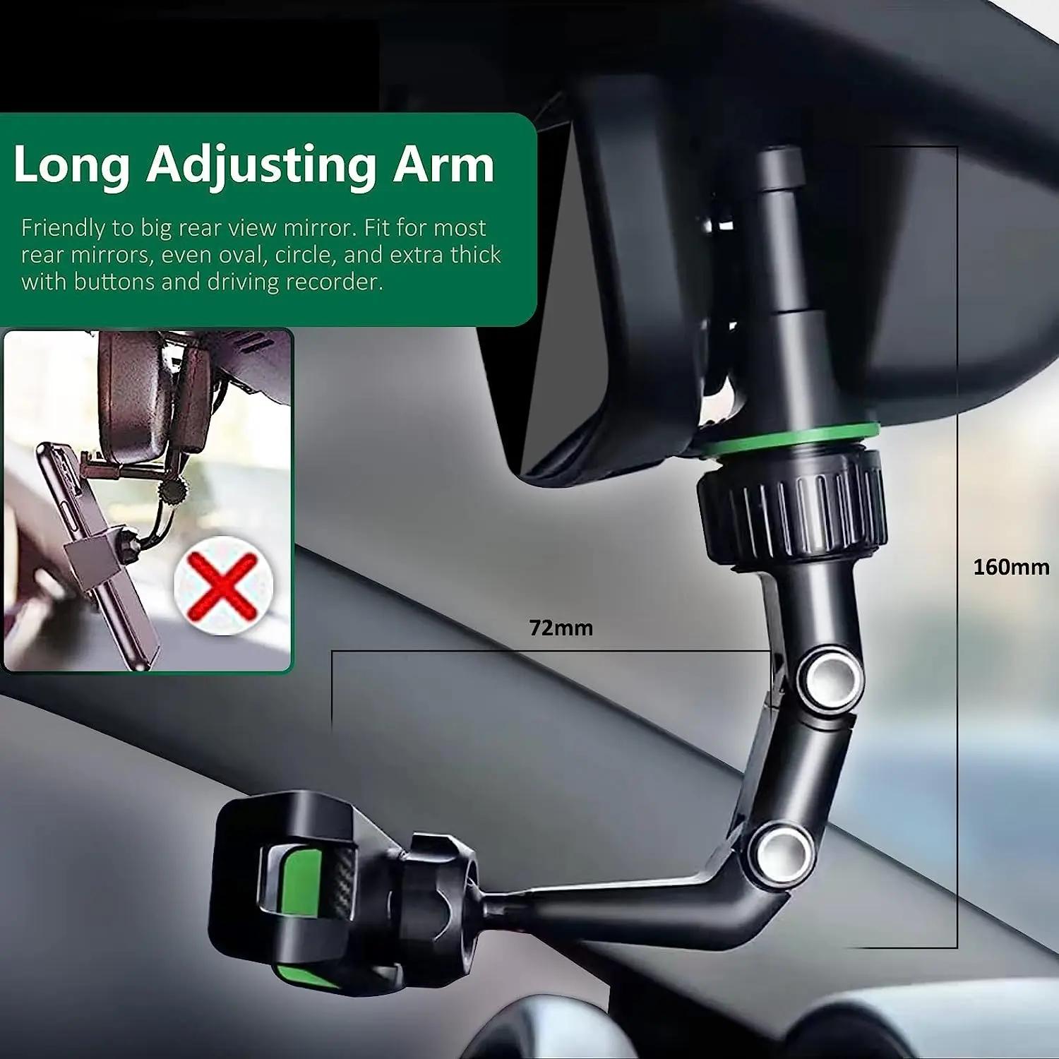 Support de téléphone pour rétroviseur de voiture, rotatif à 360 ° et rétractable, support de téléphone multifonctionnel pour toutes les voitures