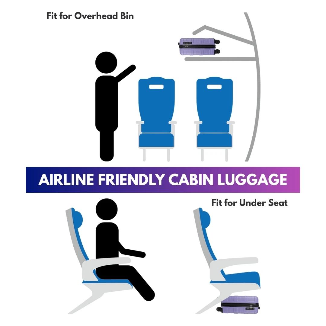 Valise cabine rigide JLY ABS avec roulettes pivotantes amovibles – Valises