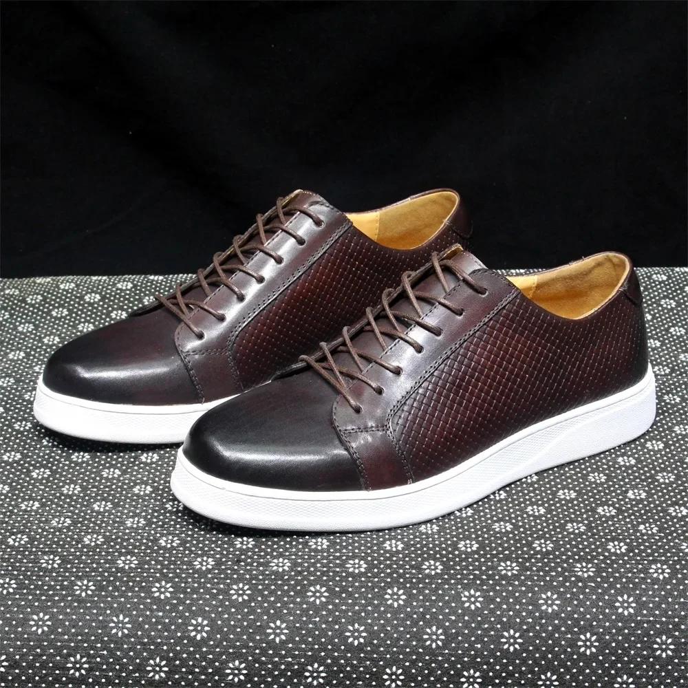 Derby classique pour hommes chaussures décontractées vache en cuir véritable à lacets confortable conduite baskets plat