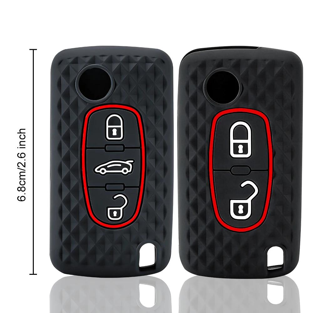 Housse de protection pour clé de voiture en silicone souple de qualité supérieure pour Citroën C-Crosser C3 C4 Picasso Berlingo, compatible avec Peugeot Partner Tepee 207 307 308