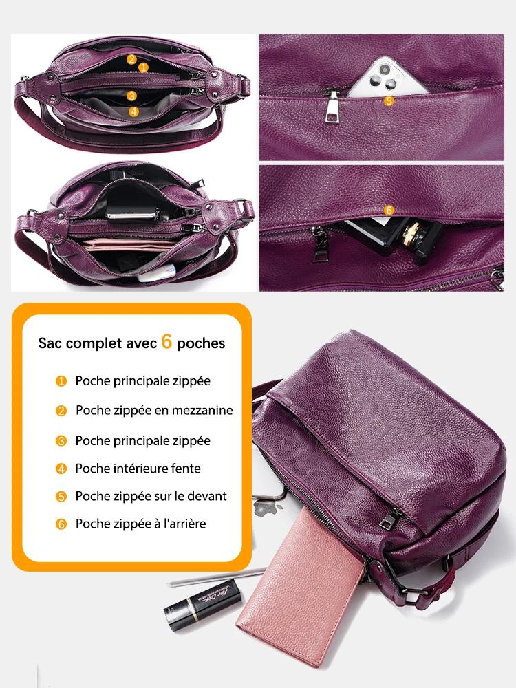 Zency – sac à bandoulière élégant en cuir véritable pour femmes