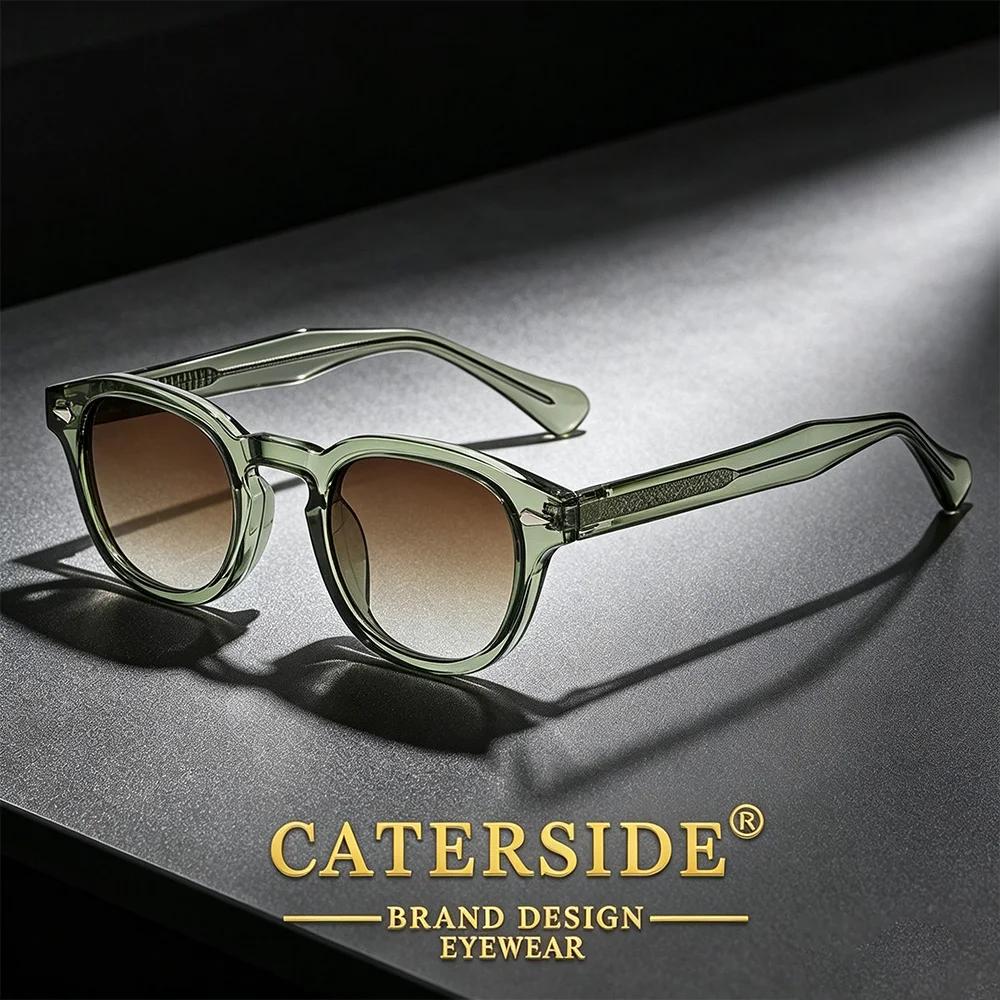 CATERSIDE rétro rond hommes lunettes de soleil Punk acide propionique broche Temple luxe