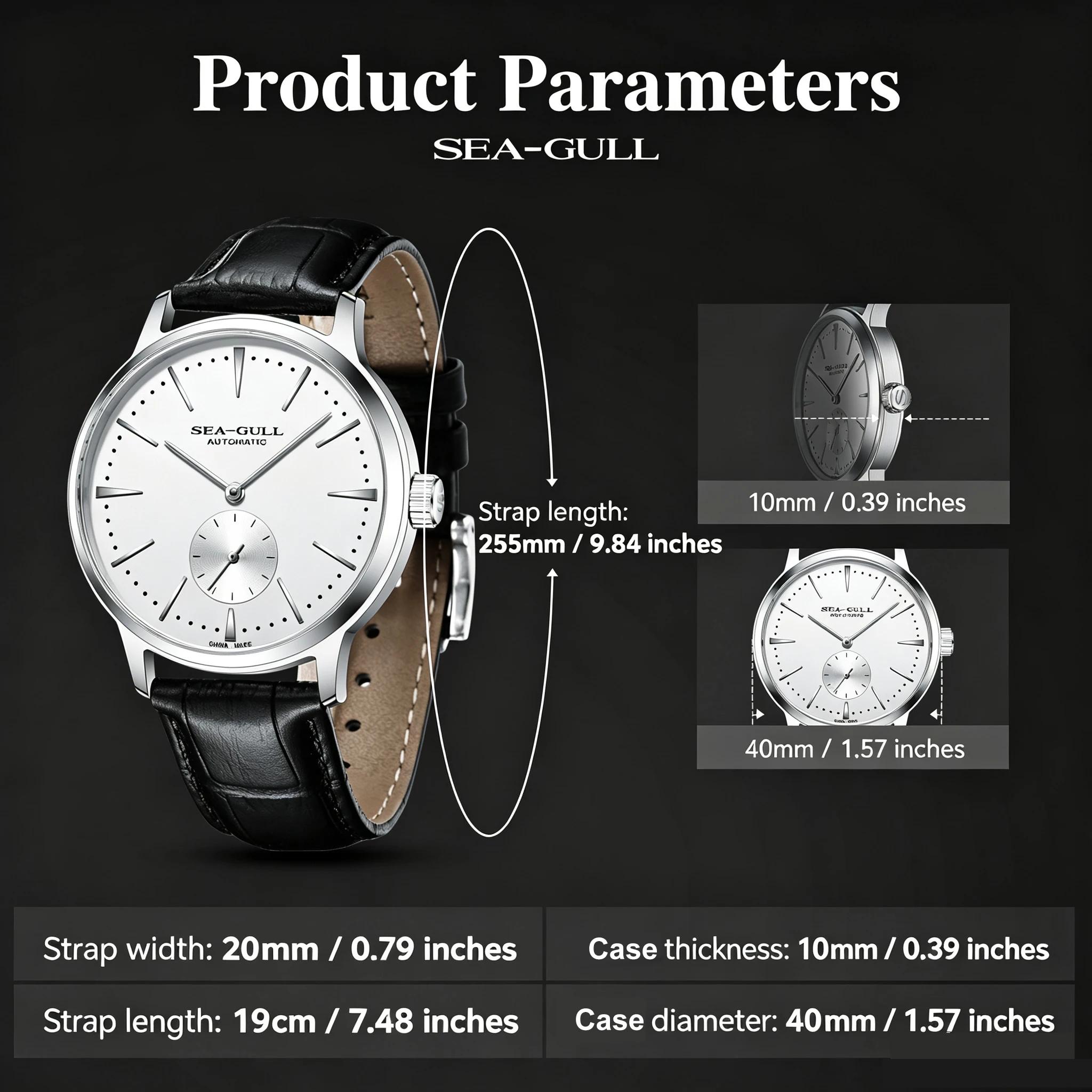 Seagull nouvelle montre d'affaires montres mécaniques pour hommes 50 m étanche en cuir Valentine