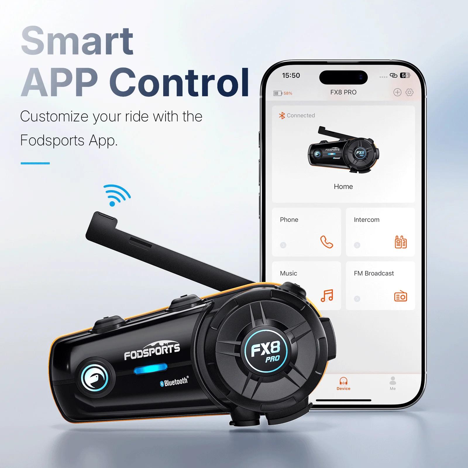 Fodsports-Oreillette Bluetooth FX8 Pro pour moto