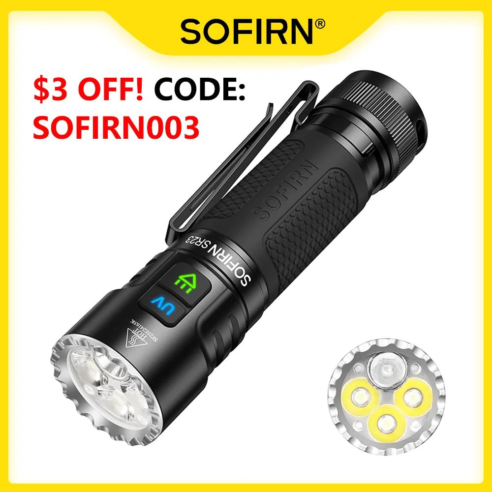 SOFIRN SR23 lampe de poche double lumière 3300lm projecteur blanc et 365nm