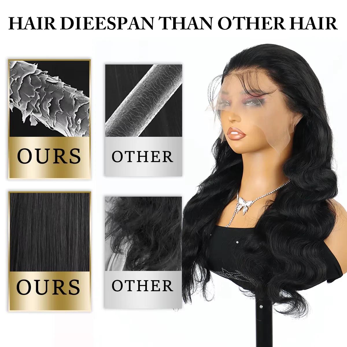 30 40 pouces vague de corps 13x6 Hd dentelle frontale perruque cheveux humains brésilien pré plumé