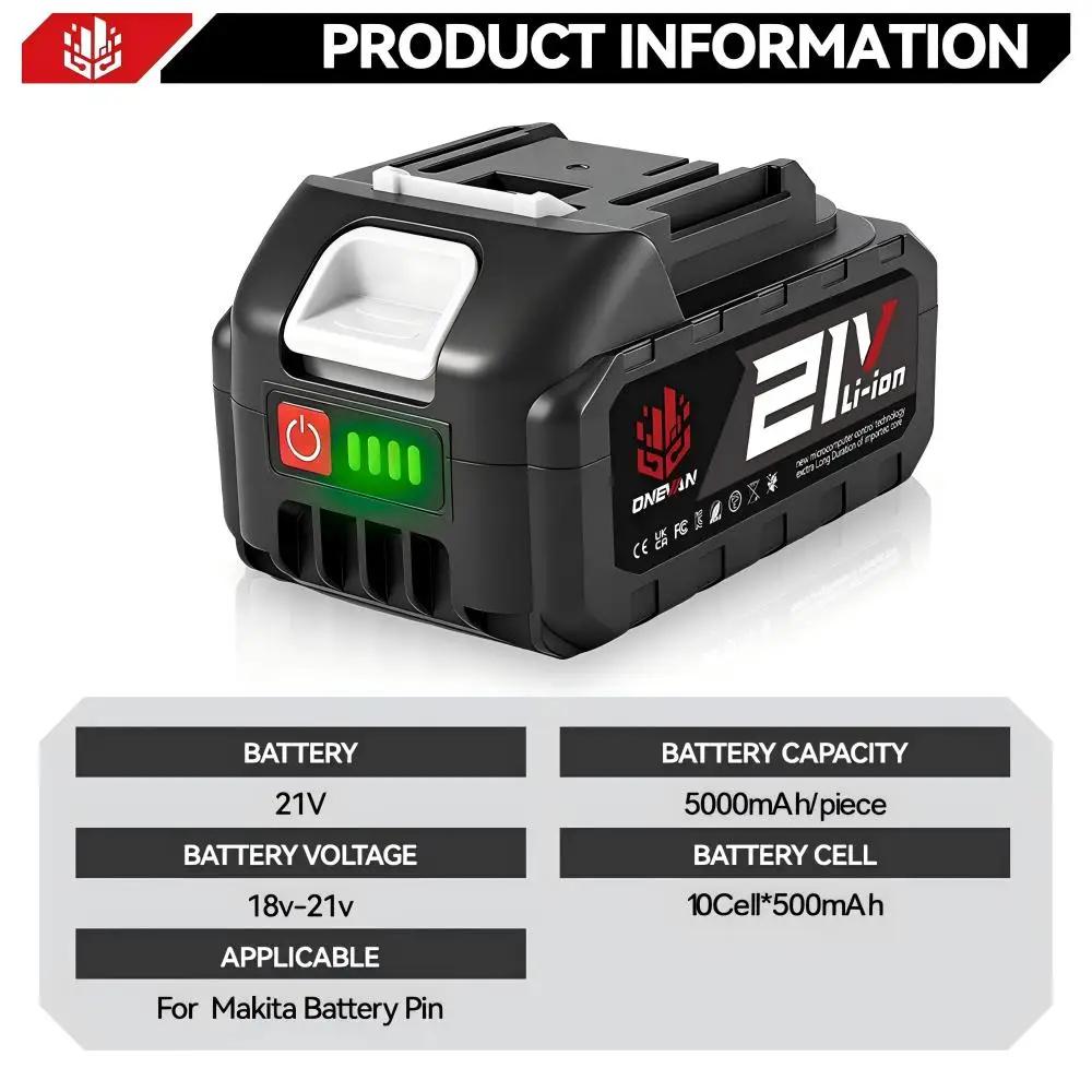 ONEVAN 21V batterie au Lithium 928VF 29900mAh 588VF 22900mAh indicateur de capacité Rechargeable pour Makita 18V batteri