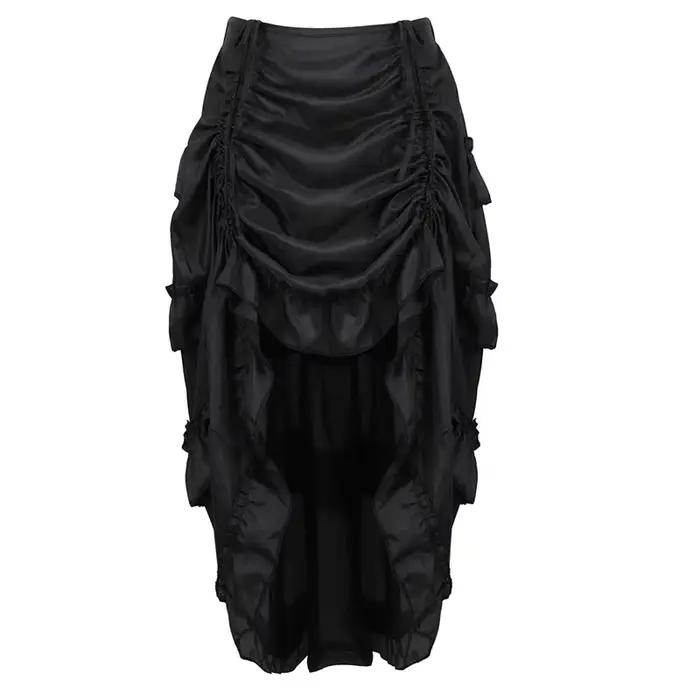 Steampunk femmes jupes gothique irrégulière froncée plissée fête Maxi jupe longue haute basse Costum