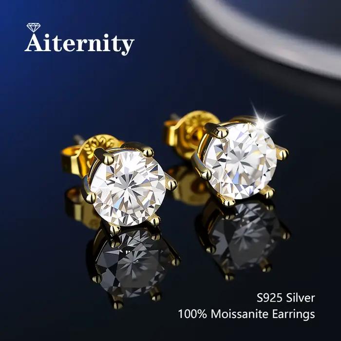 Boucles d'oreilles Moissanite en argent Sterling 100% véritable, avec 2 certificats D VVS1, stylo de