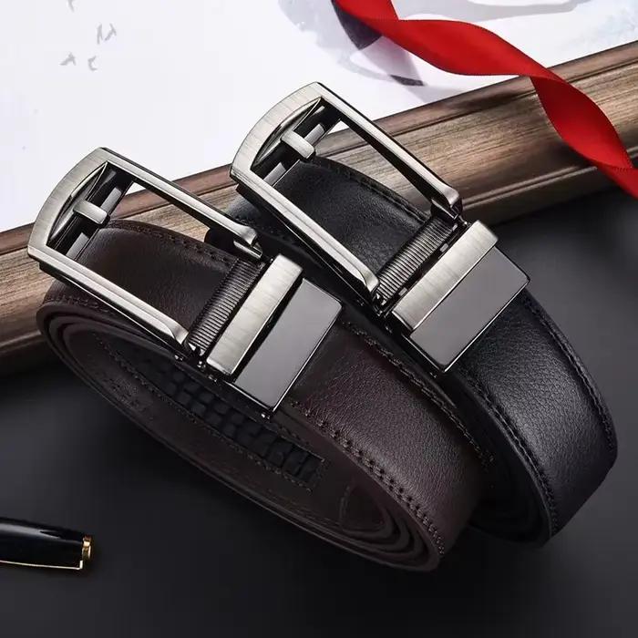 Ceinture à clic pour hommes, marque de luxe de styliste, ceintures en cuir véritable pour jeans, bou