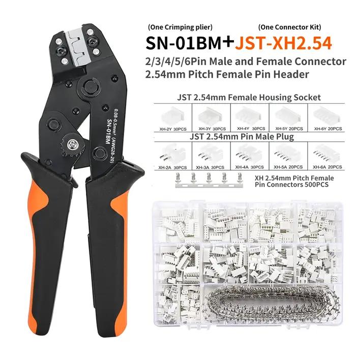 SN-01BM Kit d'outils de sertissage pince à sertir à cliquet avec 1550 connecteurs Dupont 2.54mm et 7