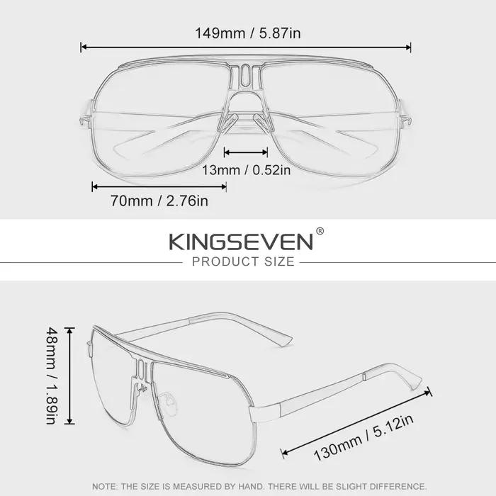 KINGSEVEN Lunettes de soleil de luxe modernes pour hommes et femmes, polarisées UV400, monture large