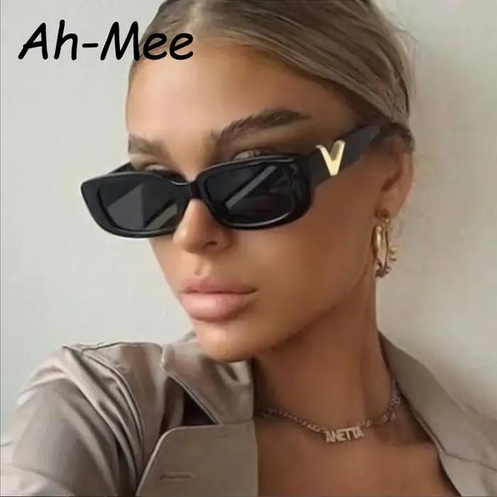 Lunettes de soleil rectangulaires pour femmes, marque de luxe, Vintage, petite monture, classiques,