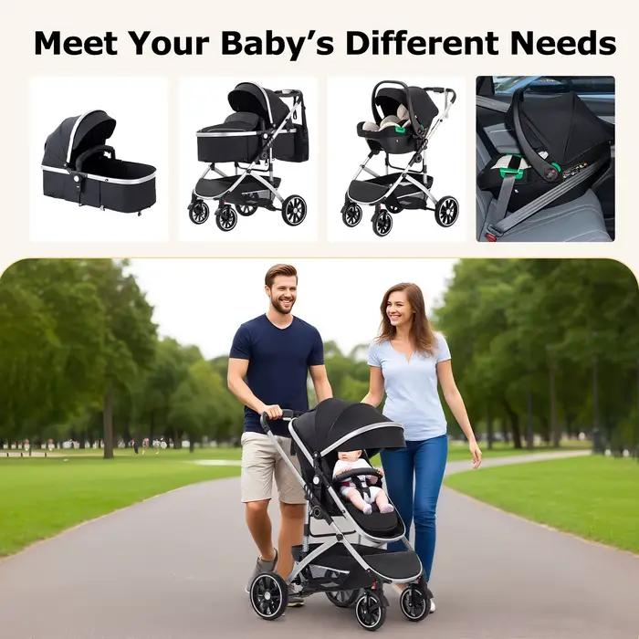3 en 1 bébé poussette système de voyage poussette landau pour bébé avec siège auto haute paysage mul