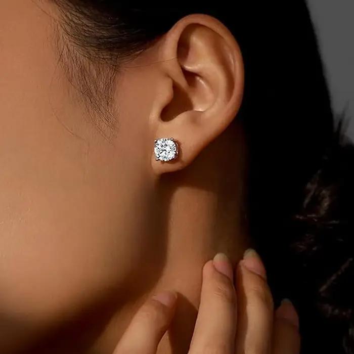 KNOBSPIN-Boucles d'oreilles en moissanite pour femme, clous d'oreilles en diamant cultivé en laborat