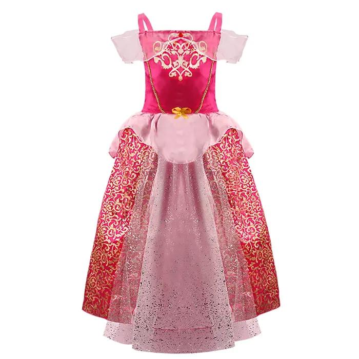 Robe carnaval bretelles petites filles Aurora princesse luxe - Été Noël vêtements éducatifs