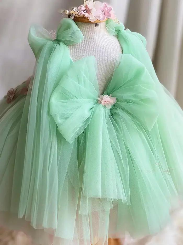 Robe de princesse à fleurs et papillons pour filles, luxueuse et élégante, en maille moelleuse, douc