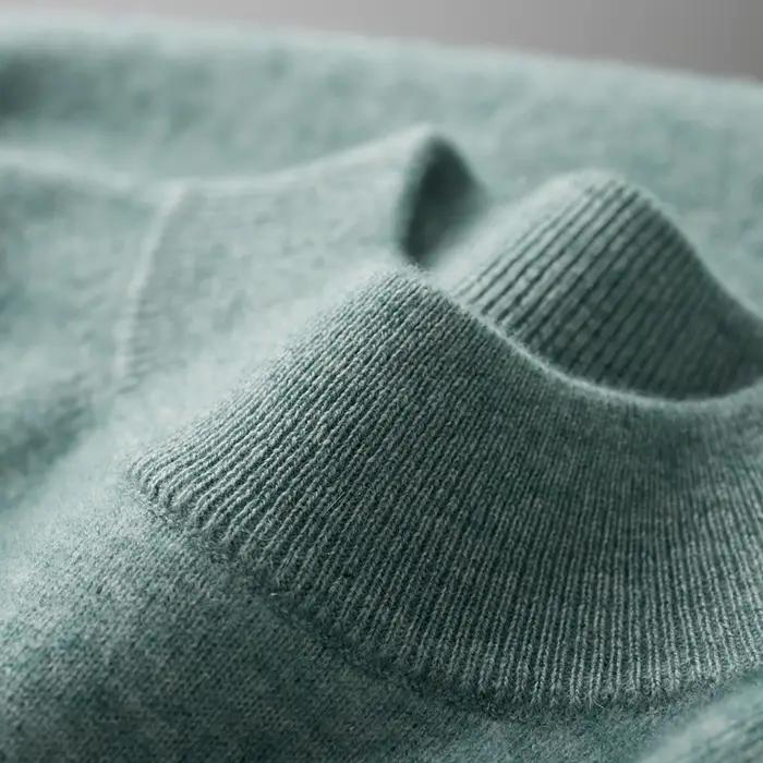 Pull à manches courtes en cachemire pur pour hommes, pull en tricot décontracté, ample, col semi-hau