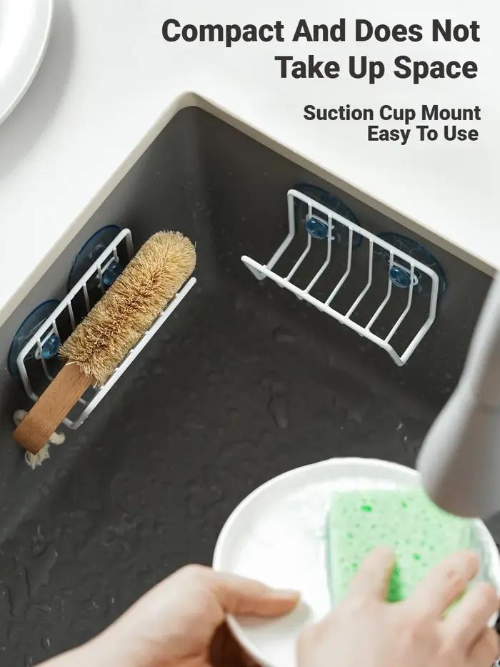 Porte-éponge pour évier de cuisine en acier inoxydable caddie à éponge à ventouse organisateur mural durable pour évier et comptoir cuisine moderne