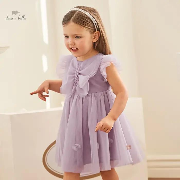 Dave Bella – robe de princesse pour filles, sans manches, en maille violette, Noble, mignon, doux, c