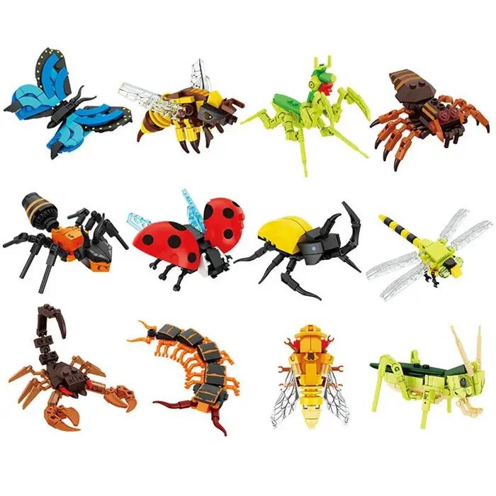 Moc insecte modèle Animal abeille fourmi papillon Cricket sauterelle ensemble blocs de construction