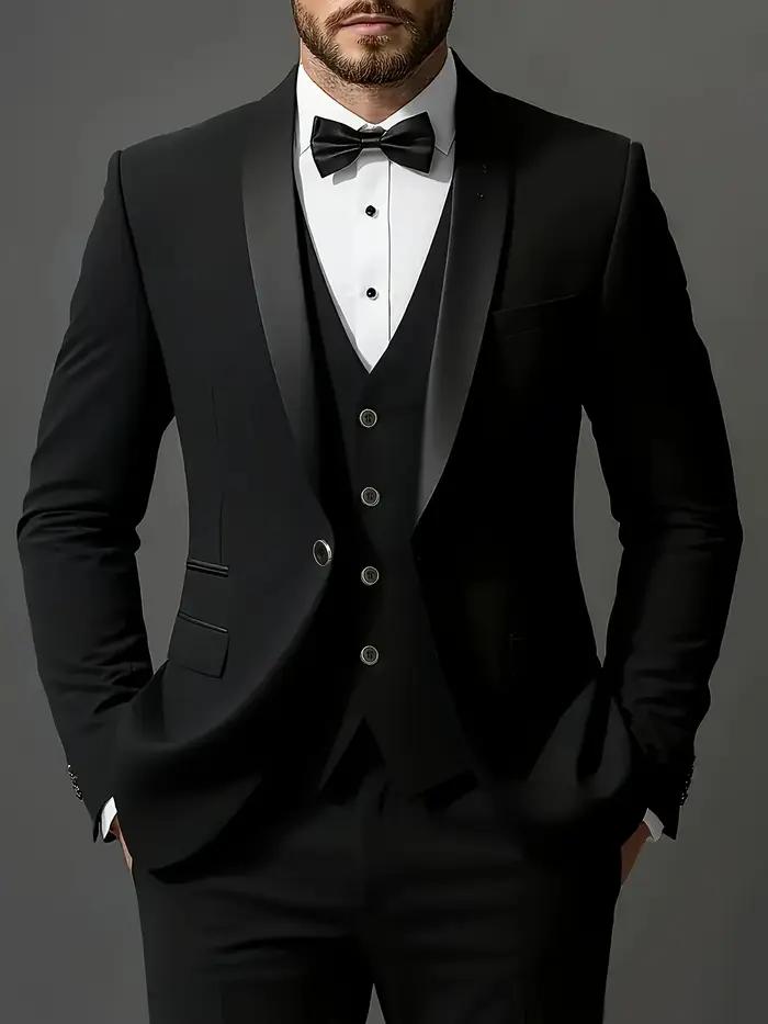 Ensemble de costume 3 pièces pour hommes, veste + gilet + pantalon, à la mode de haute qualité, adap