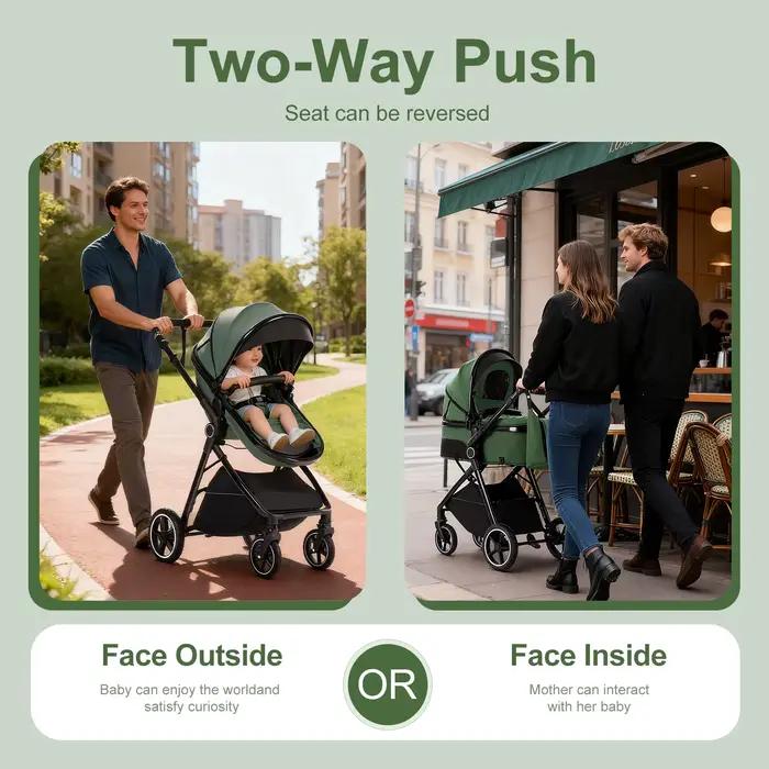 Poussette bébé luxueuse 3 en 1, portable, pliable, légère, pour nouveau-nés, convertible pour les vo