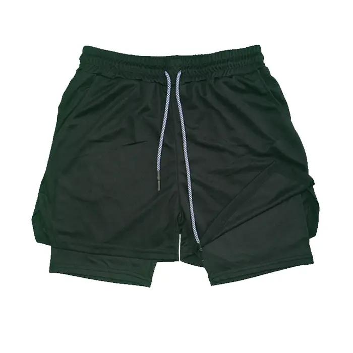 Short de Fitness Double couche pour hommes, doublure en maille avec cordon de serrage, taille élasti