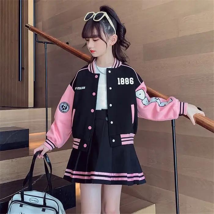 Ensembles de vêtements de mode pour filles, costume de sport de Baseball pour enfants, veste pour en