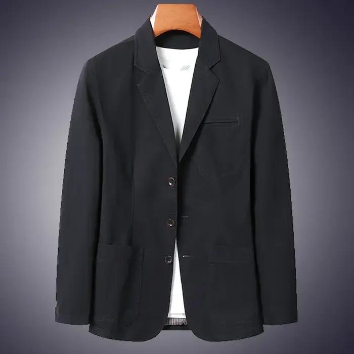 Blazer hommes 2025 mode affaires couleur unie coupe ajustée travail décontracté coton coréen manteau