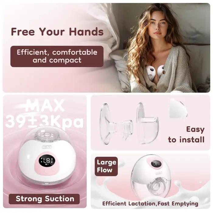 Tire-lait électrique portable MAMIJOY 4 modes 36 niveaux - Silencieux 35dB mains libres allaitement
