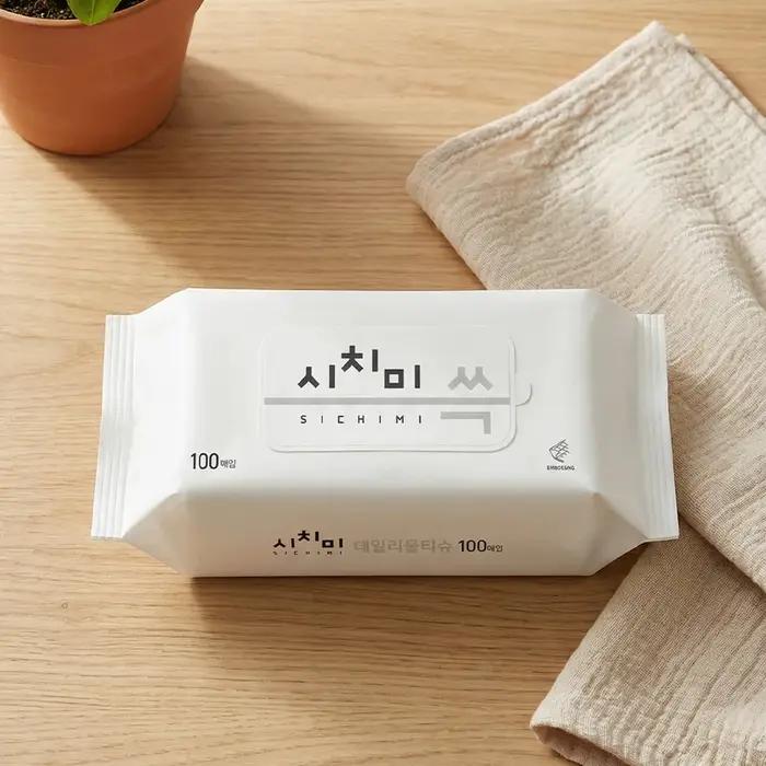 Lingettes humides Shichimi Choo, grande capacité, recharge, épaisses, portables, gaufrées, 100 linge
