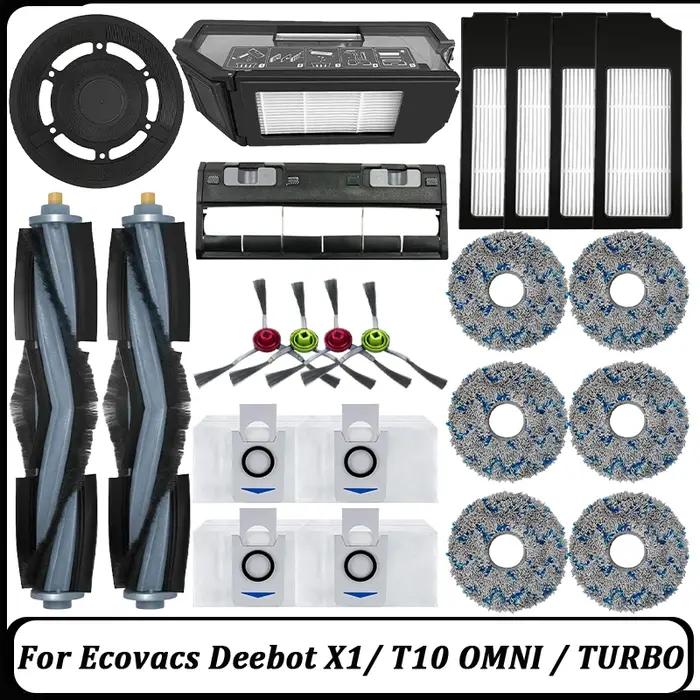 Pour Ecovacs Deebot X1 OMNI/TURBO, T10 OMNI/TURBO/X1S PRO : Boîte à poussière, brosse principale, br