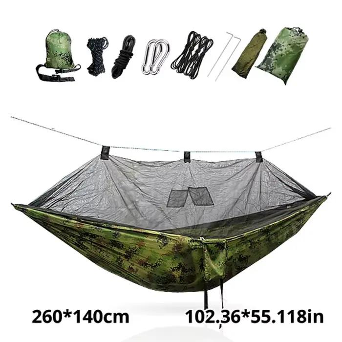 Hamac léger et portable avec moustiquaire et auvent imperméable, équipement d'extérieur pour le camp